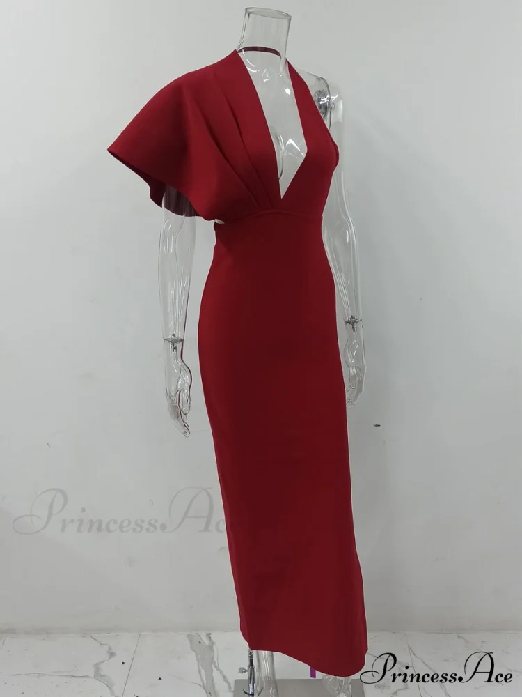 Party Club Neck Backless Orange Black Side Women Trends Long Gown Fashion Evening V Vestidos Gown Draped Split Bandage 2024 - Image 7