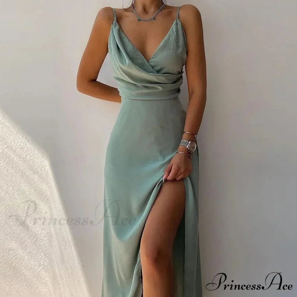 V Warm-Season Gown Sleeveless Design for Party Elegant Neck Women - Image 3