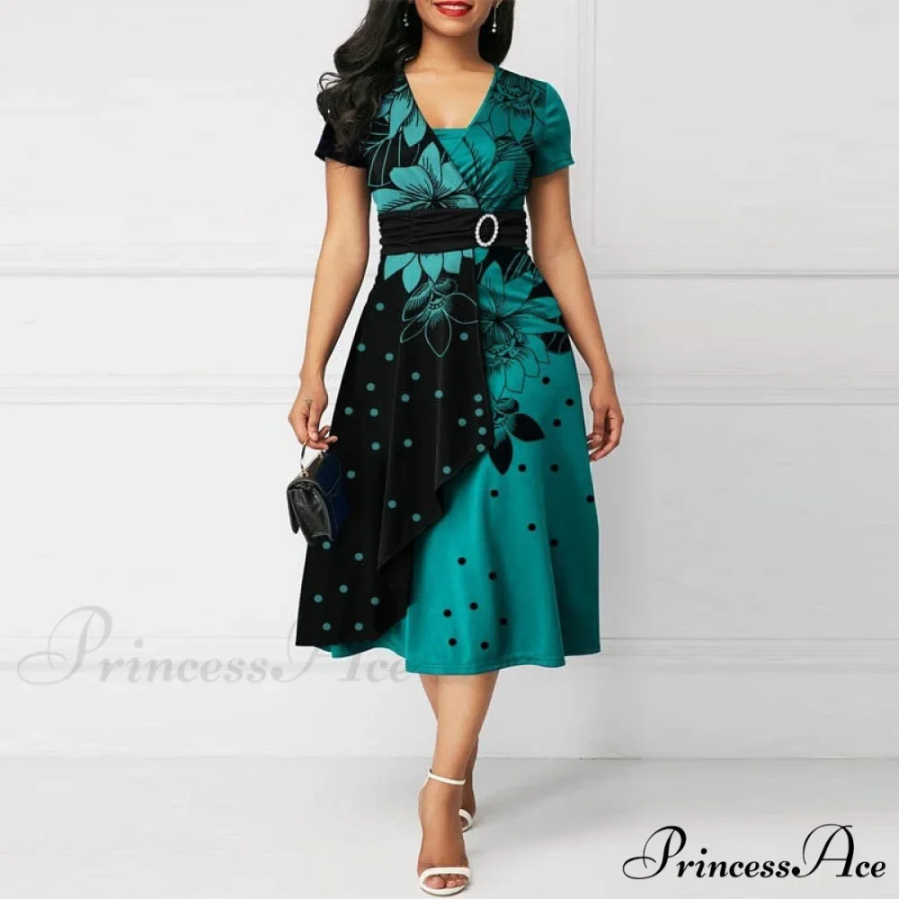 Fashion Gown Brief Retro Gown Office Irregular Waist A-line V-neck Party Women Lady Midi Arm High Warm-Season Elegant 2024 Vestidos - Image 2