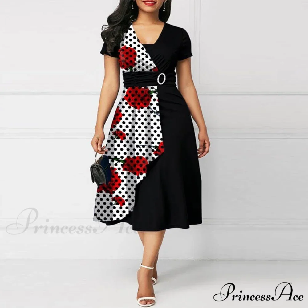Fashion Gown Brief Retro Gown Office Irregular Waist A-line V-neck Party Women Lady Midi Arm High Warm-Season Elegant 2024 Vestidos - Image 4