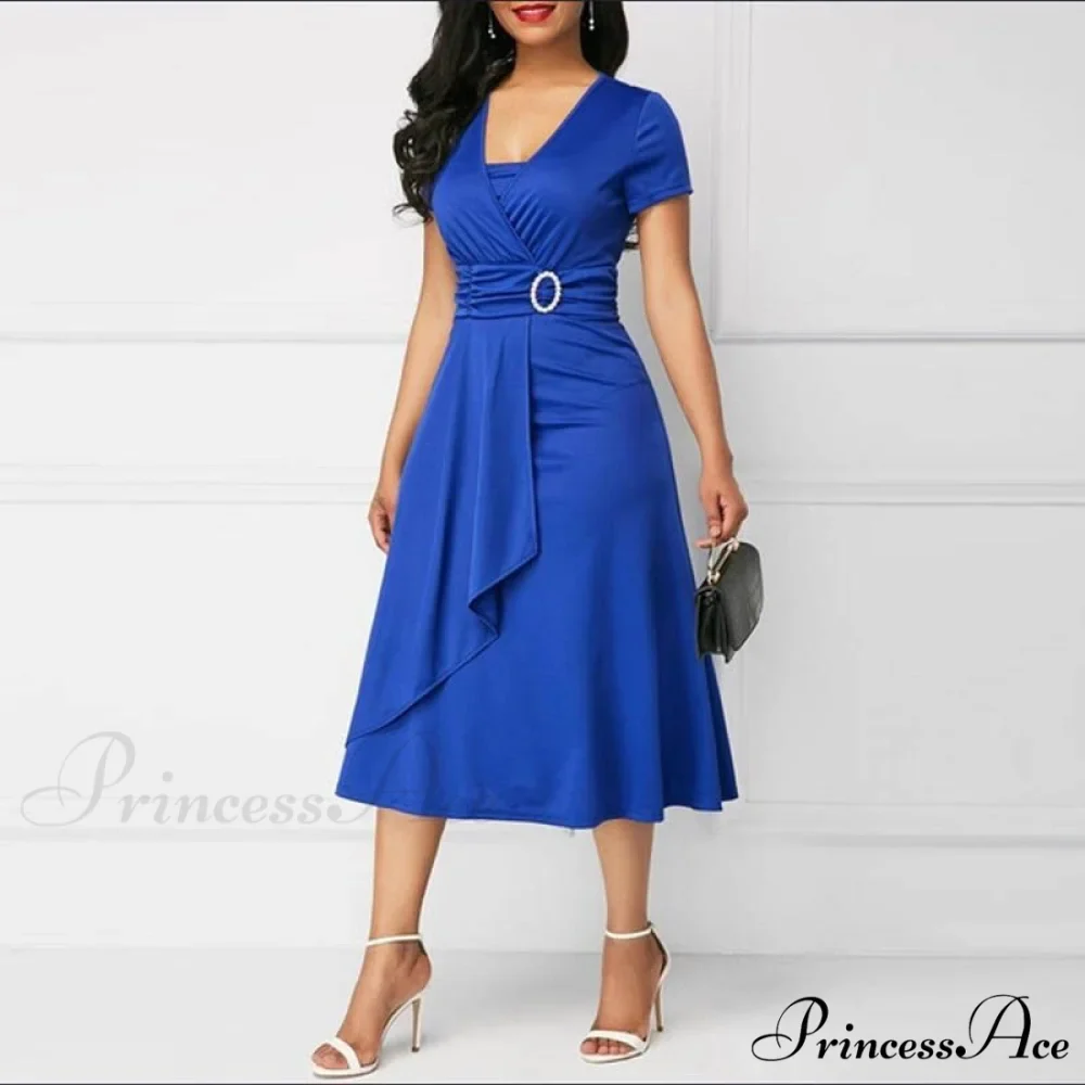 Fashion Gown Brief Retro Gown Office Irregular Waist A-line V-neck Party Women Lady Midi Arm High Warm-Season Elegant 2024 Vestidos - Image 8