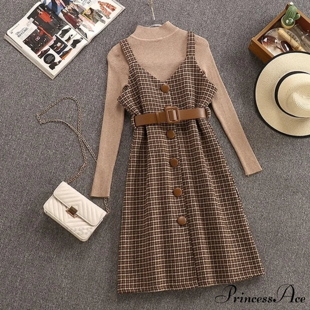 Two Winter Knee-Length vestidos Autumn plus party Women Fashion Elegant wool Piece belt Gown Valentine's for With Dresses size Streetwear Gown Sweater Day - Image 6