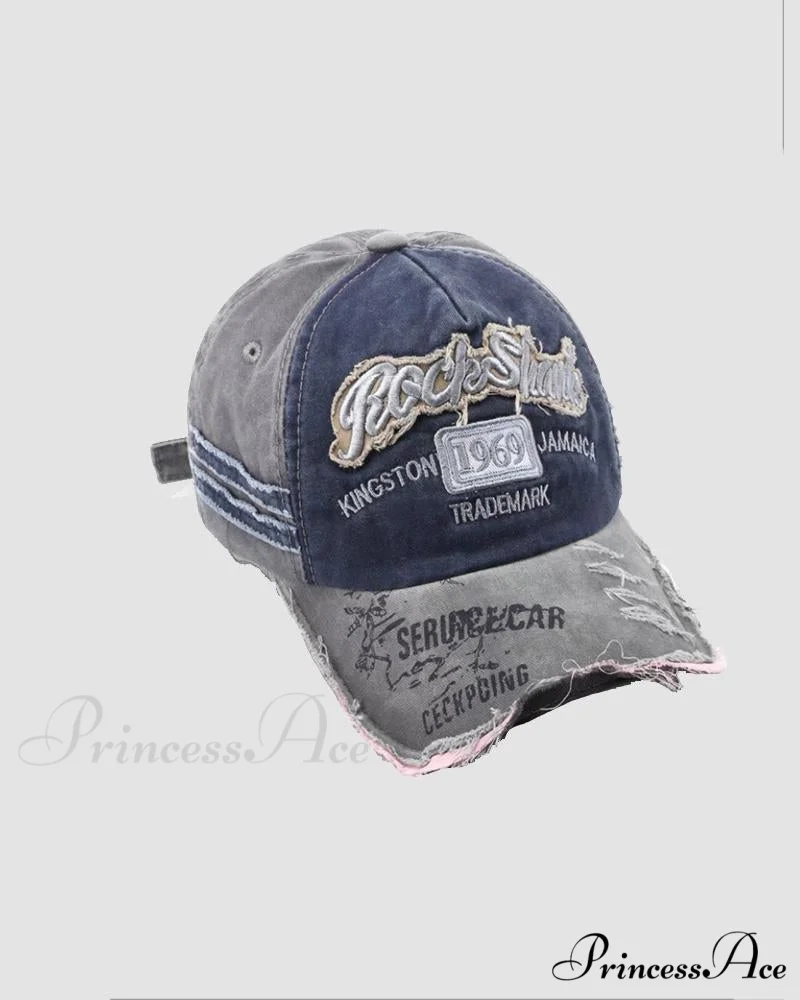 Baseball Vintage Denim Embroidered Distressed Hat 1969 - Image 2