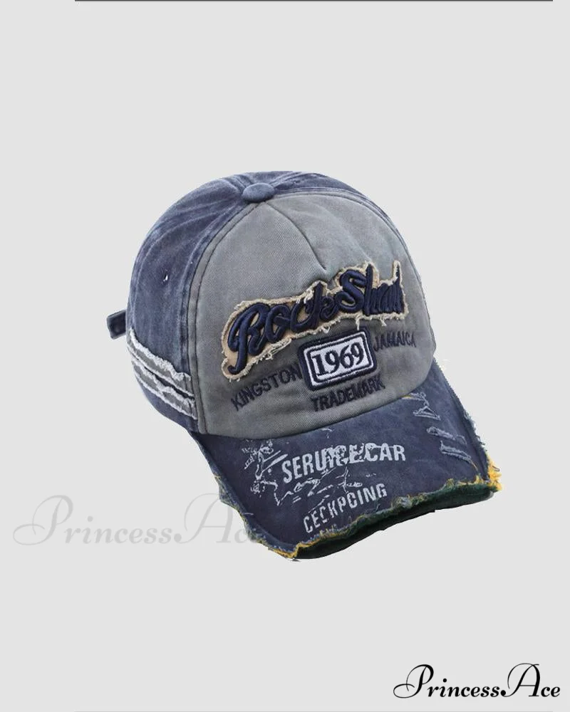 Baseball Vintage Denim Embroidered Distressed Hat 1969 - Image 3