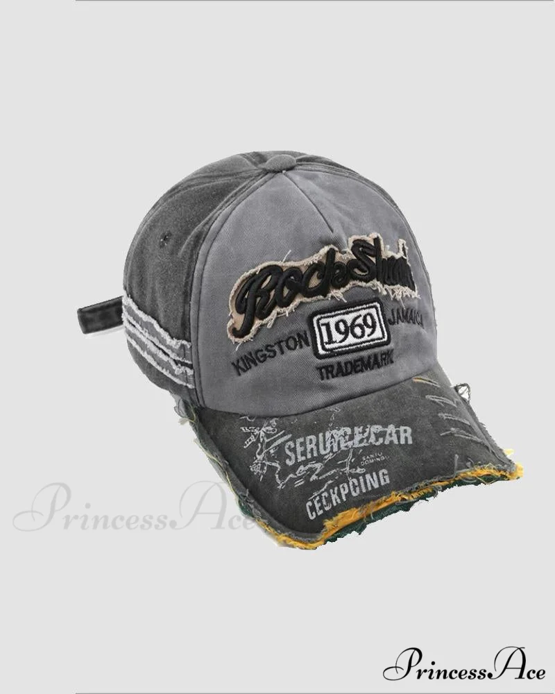 Baseball Vintage Denim Embroidered Distressed Hat 1969 - Image 4