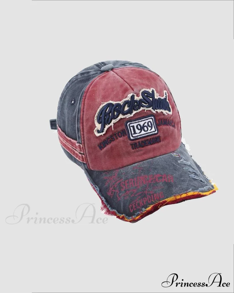 Baseball Vintage Denim Embroidered Distressed Hat 1969 - Image 5