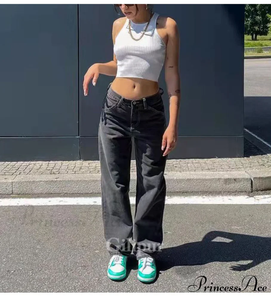 Loose Denim Low Vintage Mom 2024 Leg Baggy New Blue Y2k Waist Fashion Straight Trousers Jeans Women Washed Pants Jeans - Image 14