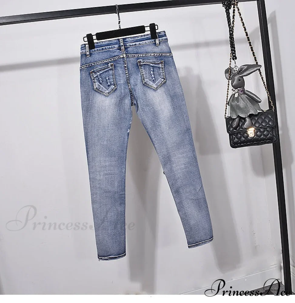 Style European Flower Suit Women Jeans Pants Outfit Jacket & Denim Fashion Sequined Set - Image 9
