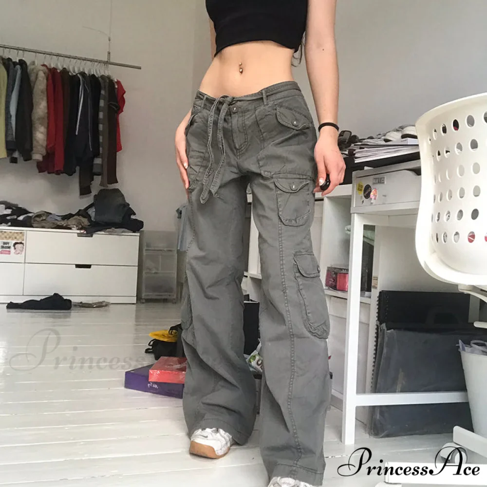 Cargo Streetwear Mom Pants Baggy Low Leg Waist 90s Denim Vintage Wide Jeans Trousers Trendy Korean Grunge Hippie Outfits - Image 2
