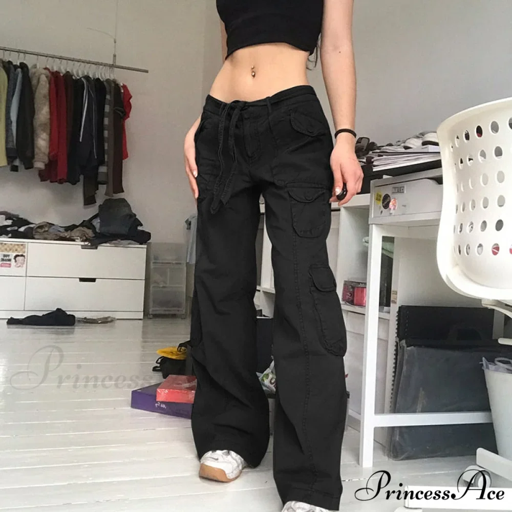 Cargo Streetwear Mom Pants Baggy Low Leg Waist 90s Denim Vintage Wide Jeans Trousers Trendy Korean Grunge Hippie Outfits - Image 5