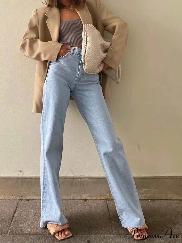 Leg Straight Denim Casual Fashion Women's - Baggy Jeans High Waist Fit - Image 2