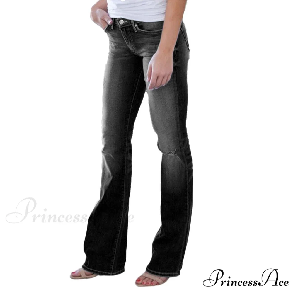 Pants Bottom Trousers Stretch Flared Jeans Bell Denim Women's Fashion Low Rise - Image 10