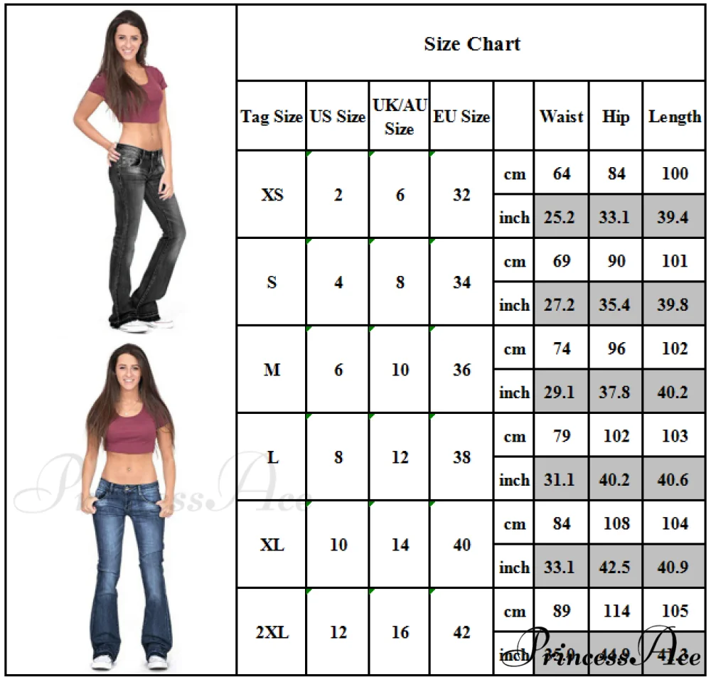 Pants Bottom Trousers Stretch Flared Jeans Bell Denim Women's Fashion Low Rise - Image 11