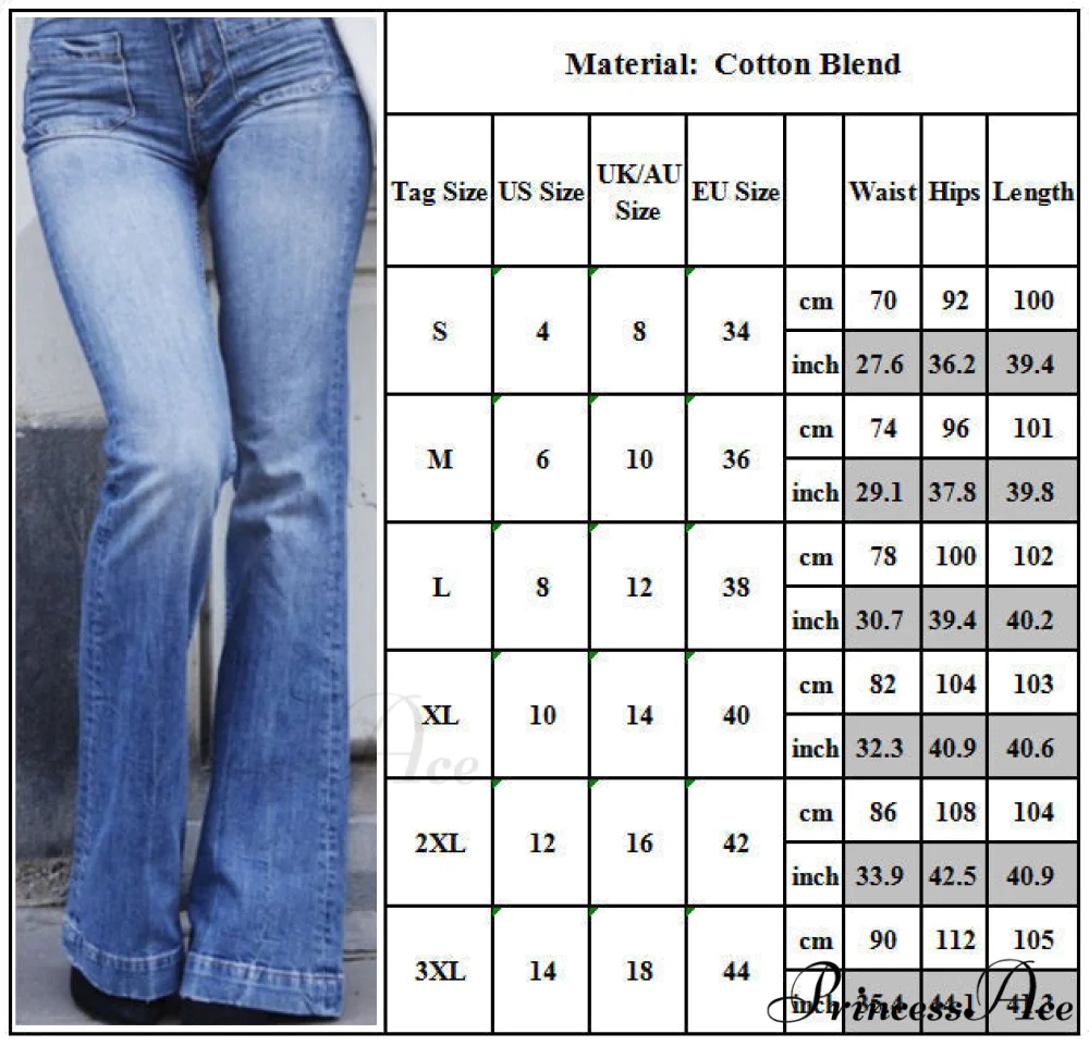 Pants Bottom Trousers Stretch Flared Jeans Bell Denim Women's Fashion Low Rise - Image 12