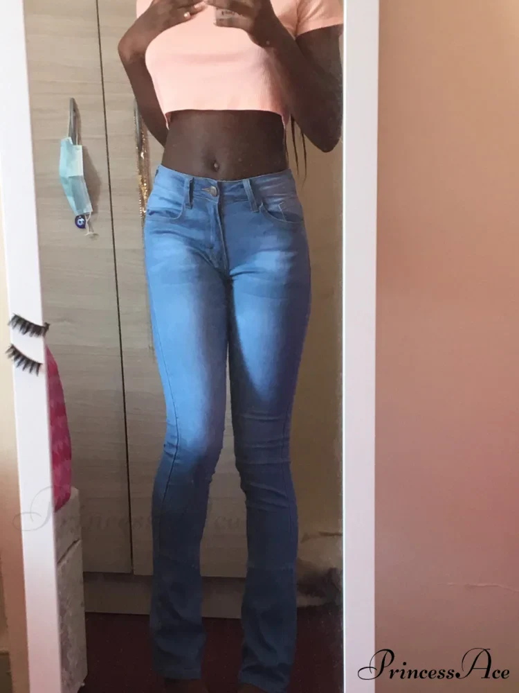 Pants Bottom Trousers Stretch Flared Jeans Bell Denim Women's Fashion Low Rise - Image 14
