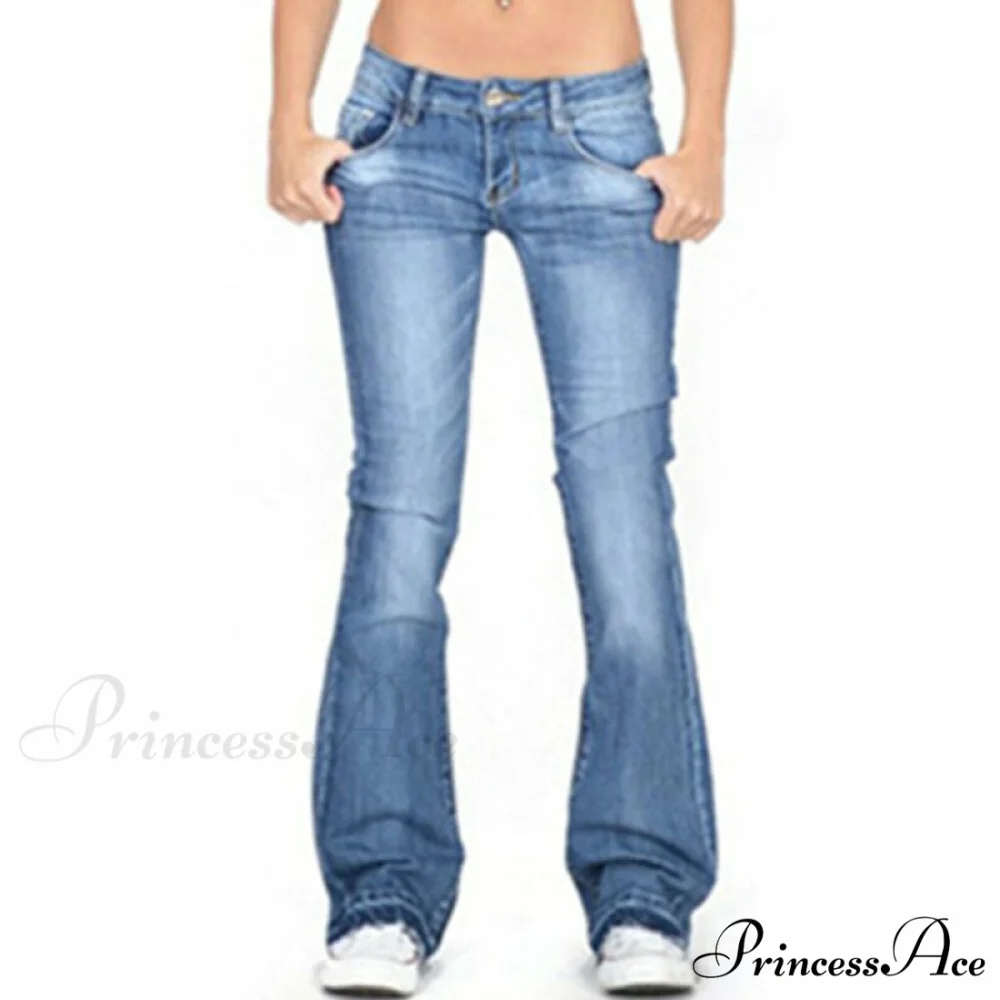 Pants Bottom Trousers Stretch Flared Jeans Bell Denim Women's Fashion Low Rise - Image 5