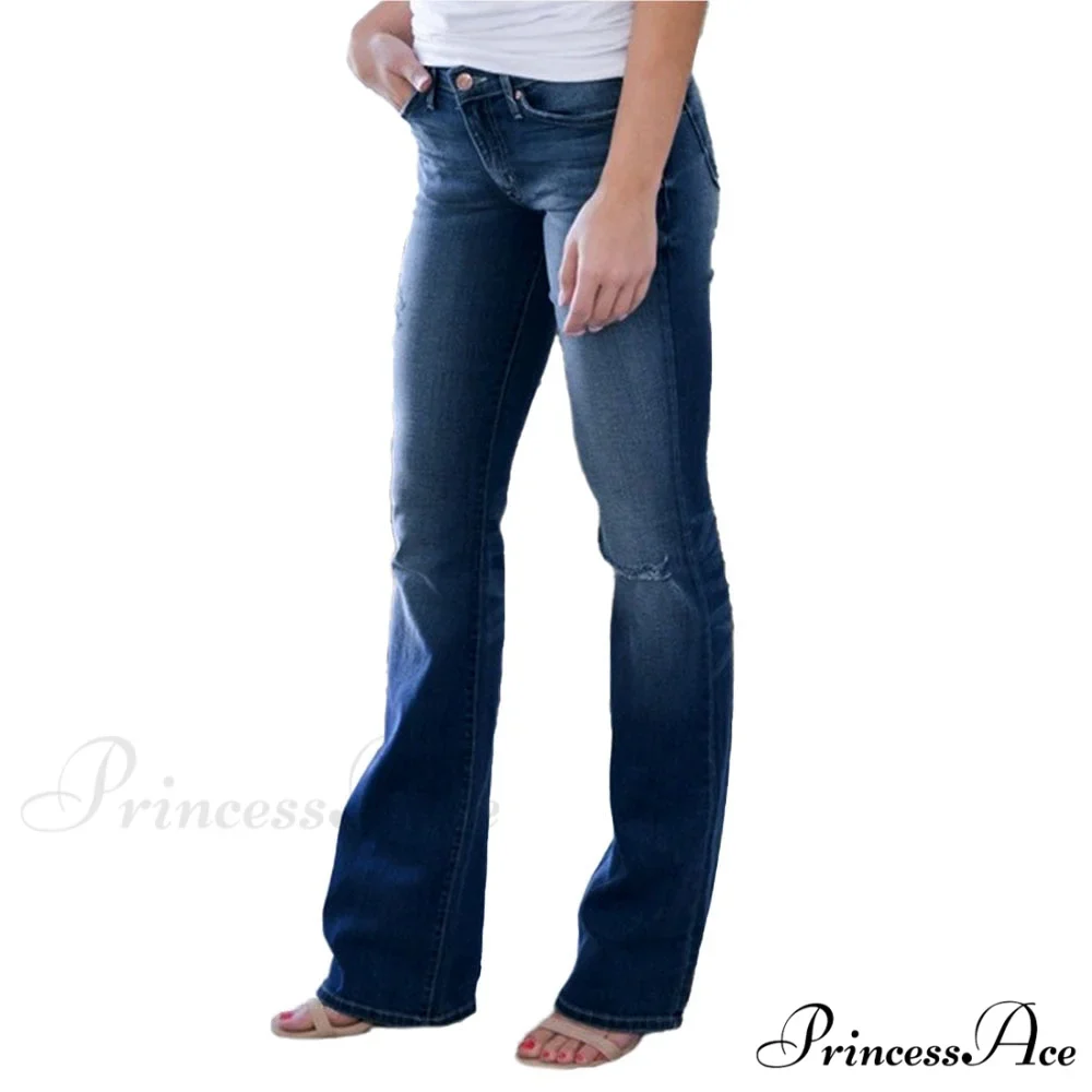 Pants Bottom Trousers Stretch Flared Jeans Bell Denim Women's Fashion Low Rise - Image 8