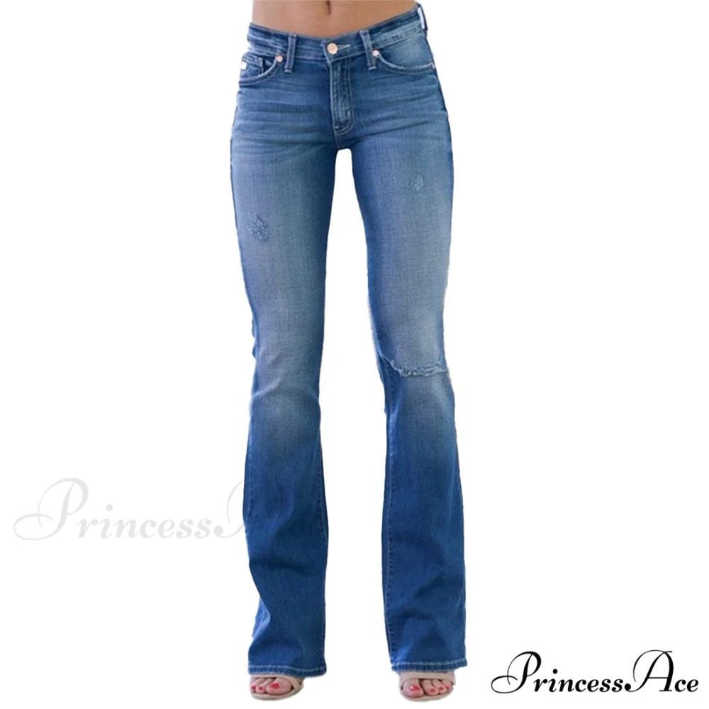 Pants Bottom Trousers Stretch Flared Jeans Bell Denim Women's Fashion Low Rise - Image 9