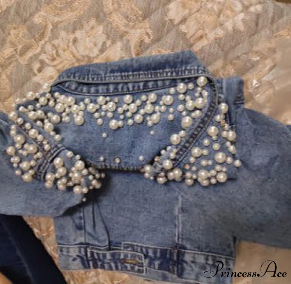 with Detailing New Autumn Women's Jacket Pearl - Denim Collection - Image 13
