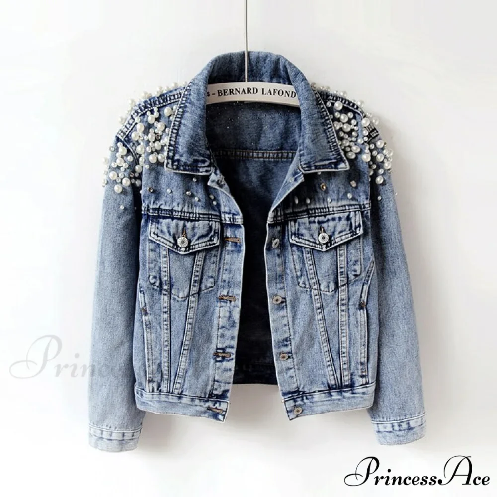 with Detailing New Autumn Women's Jacket Pearl - Denim Collection - Image 2