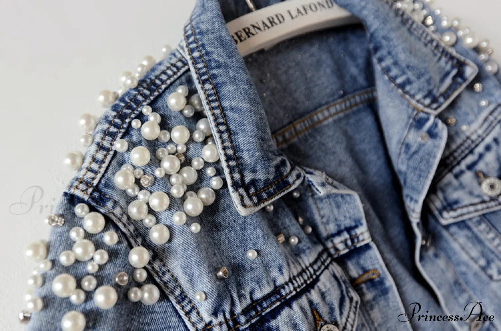 with Detailing New Autumn Women's Jacket Pearl - Denim Collection - Image 7