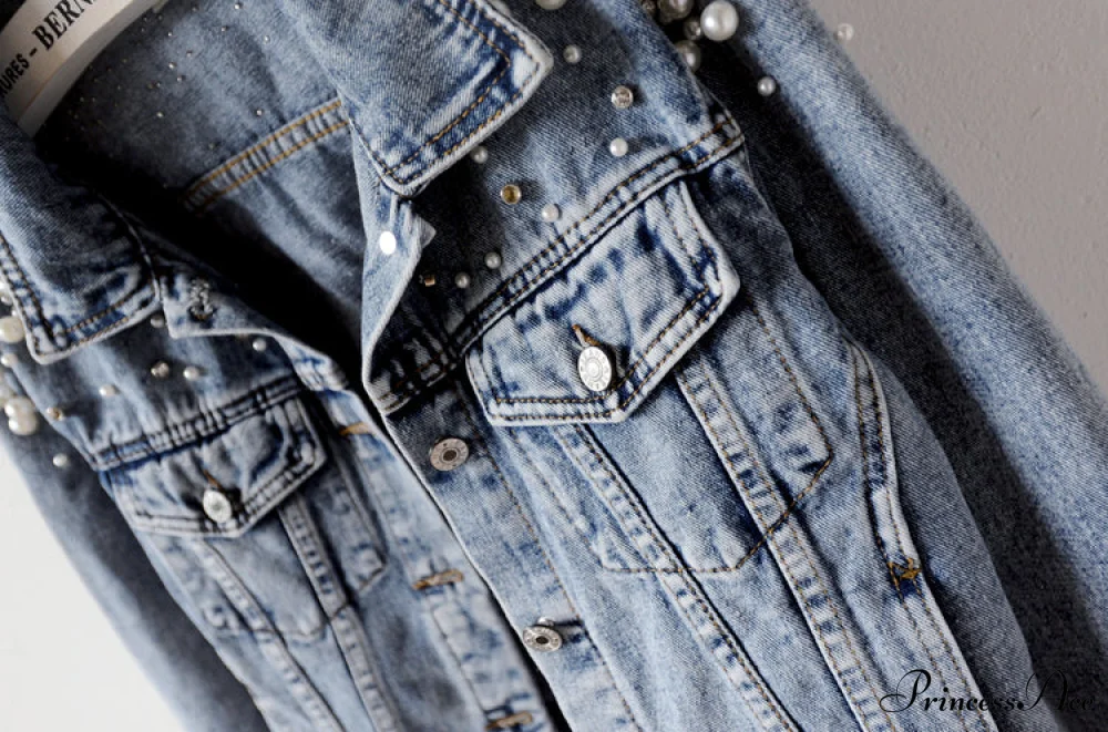 with Detailing New Autumn Women's Jacket Pearl - Denim Collection - Image 8