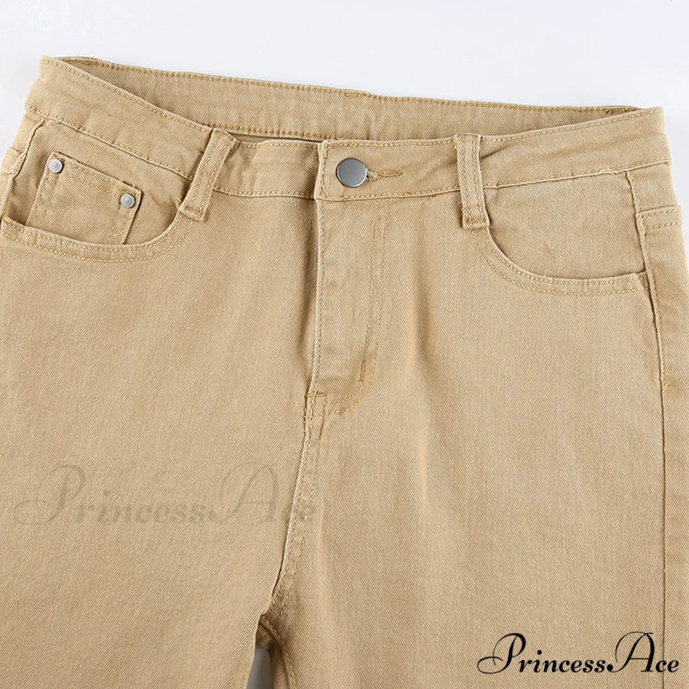 Flared High Black Jeans and in Waist Brown for Khaki Women - Image 19