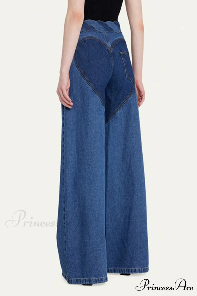 Patchwork Decoration Accessories Waist Denim Metal High Jeans - Image 2