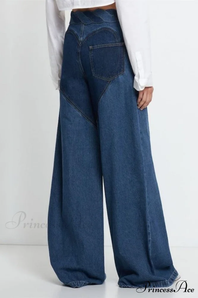Patchwork Decoration Accessories Waist Denim Metal High Jeans - Image 3