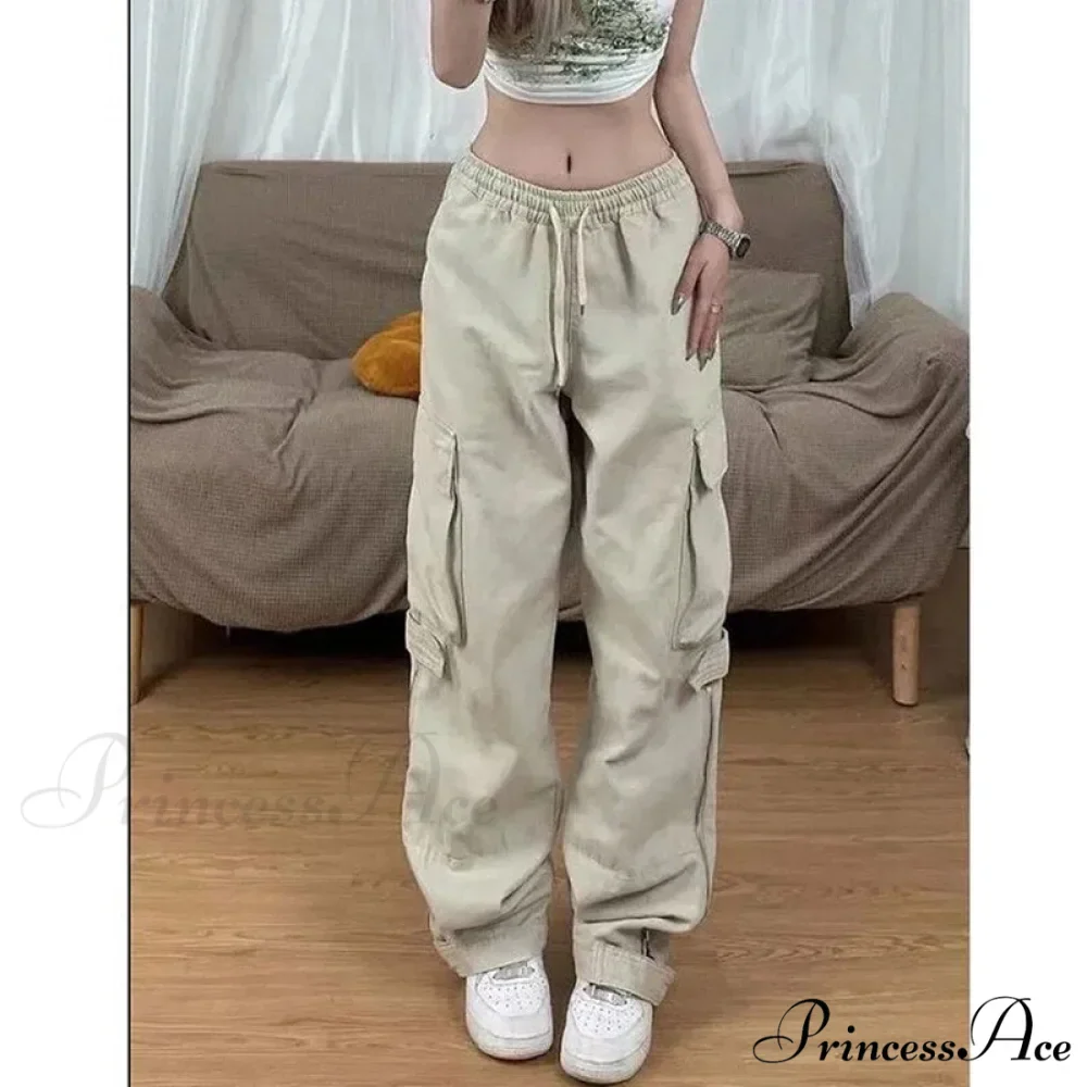 Jeans Leg High Pants Vintage Waist Wide Cargo Straight White Y2K Denim American Baggy Trouser - Image 2