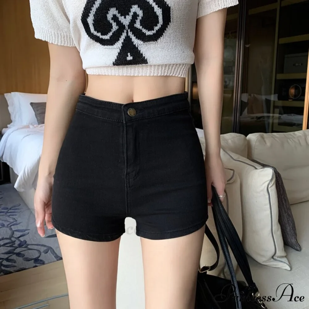 Casual High Skinny Women's Waisted Black Fashion Jeans Korean Shorts 2024 Straight - Image 4