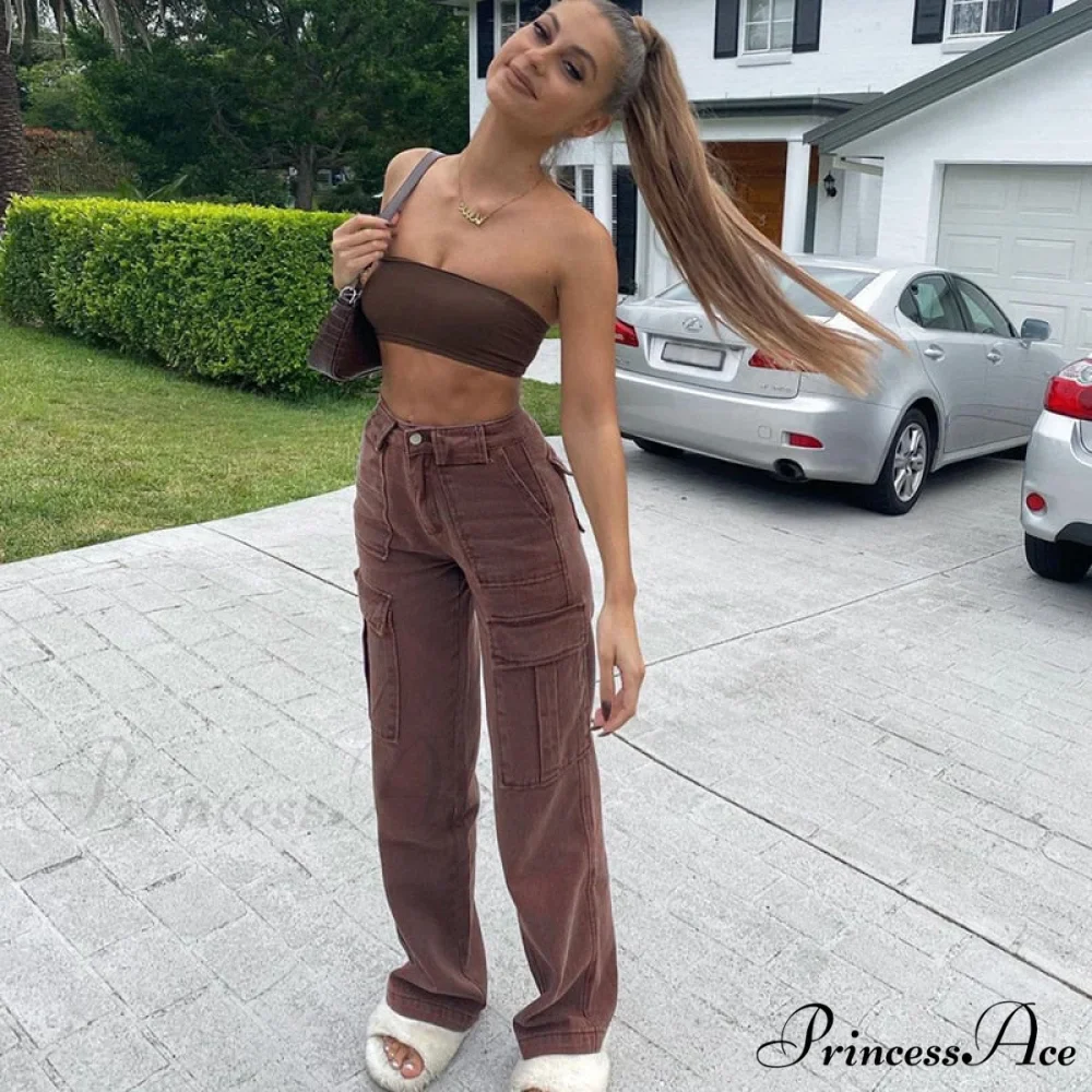 Baggy Jeans 90s Brown Women Vintage Streetwear - Image 2