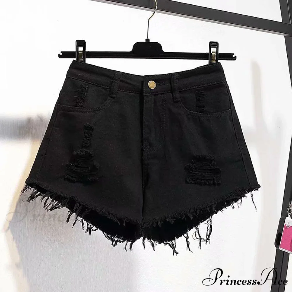 Tassel Detail Shorts Waist High and Denim with for Pockets Women - Image 10