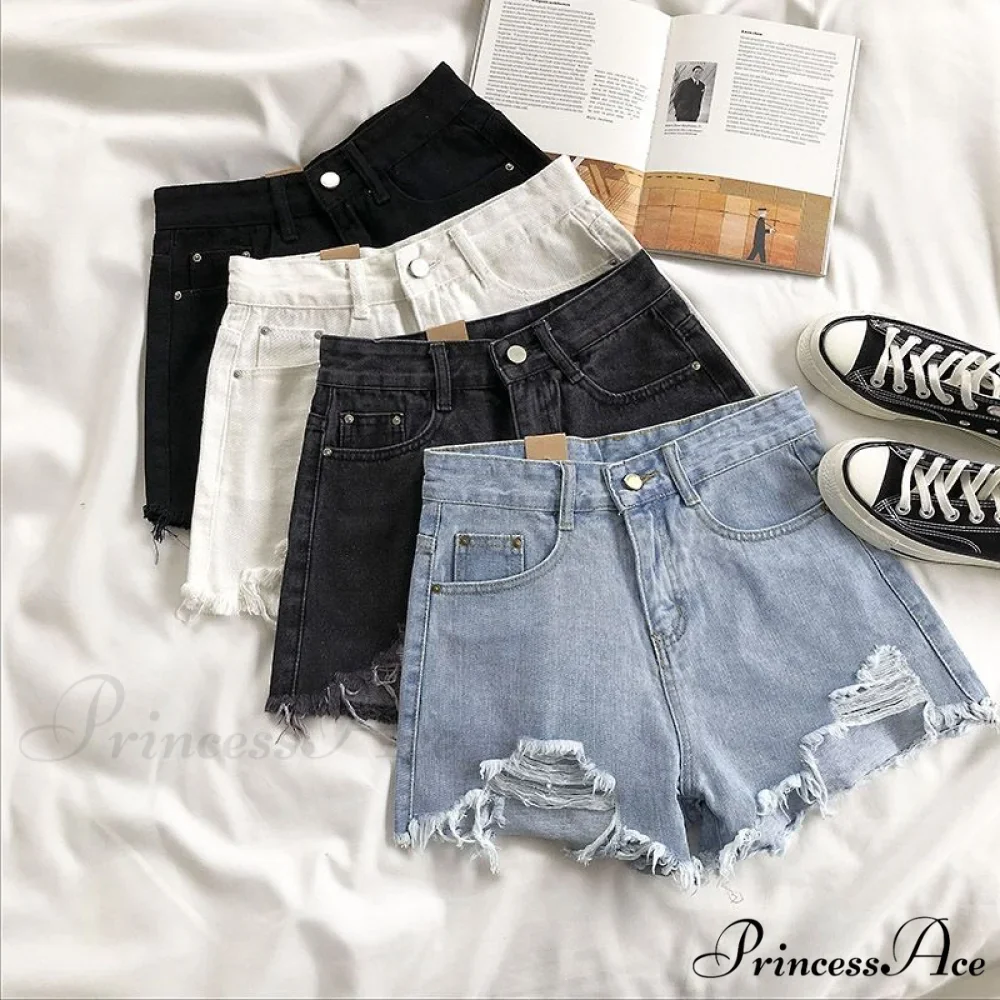 Tassel Detail Shorts Waist High and Denim with for Pockets Women - Image 2