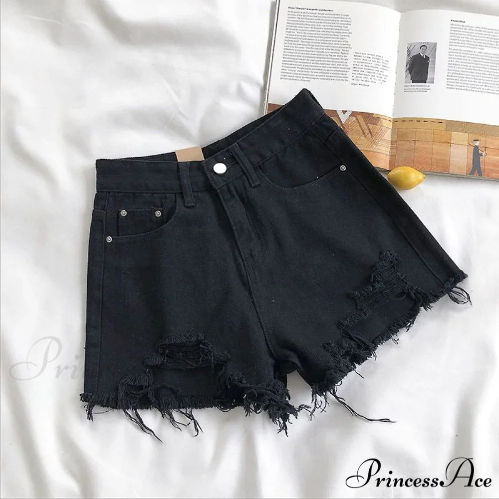 Tassel Detail Shorts Waist High and Denim with for Pockets Women - Image 5