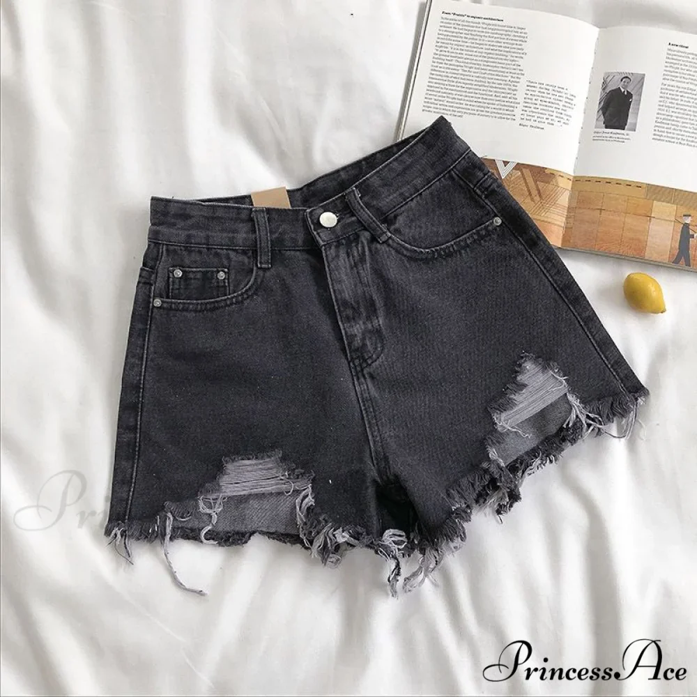 Tassel Detail Shorts Waist High and Denim with for Pockets Women - Image 7