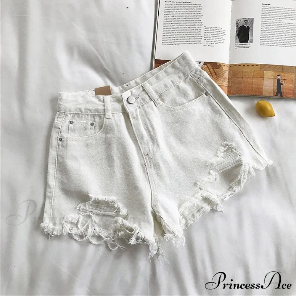 Tassel Detail Shorts Waist High and Denim with for Pockets Women - Image 8