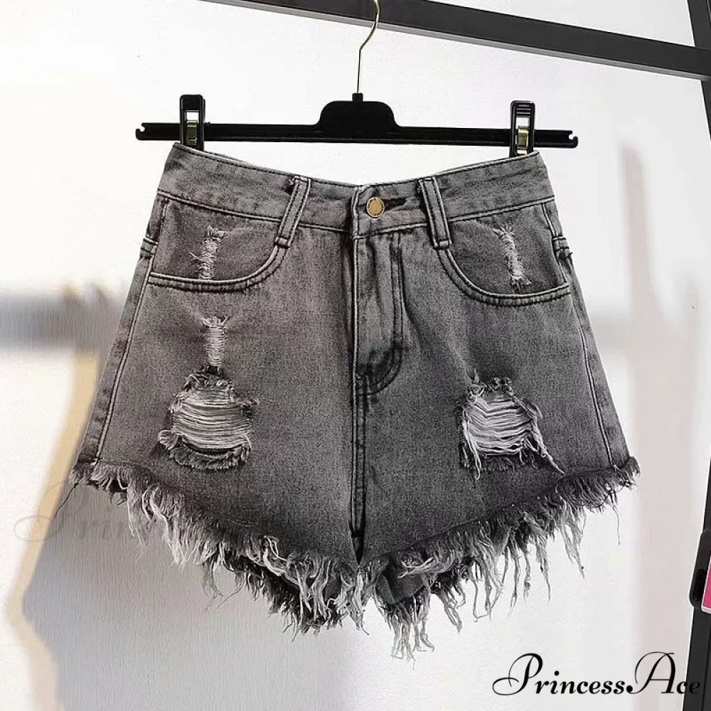 Tassel Detail Shorts Waist High and Denim with for Pockets Women - Image 9