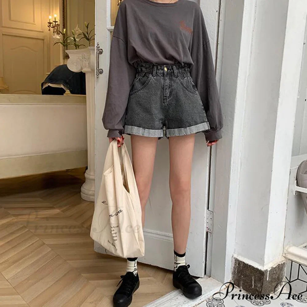 Brief Warm-Season Casual Waist Fashion Elastic Leg Women High Jeans Shorts Waist Denim Wide Loose Size Plus Female - Image 10