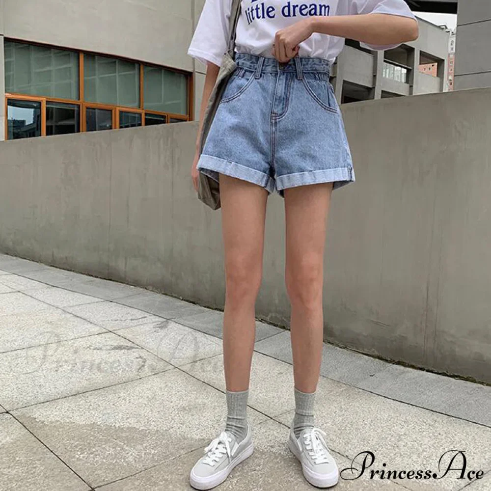 Brief Warm-Season Casual Waist Fashion Elastic Leg Women High Jeans Shorts Waist Denim Wide Loose Size Plus Female - Image 11