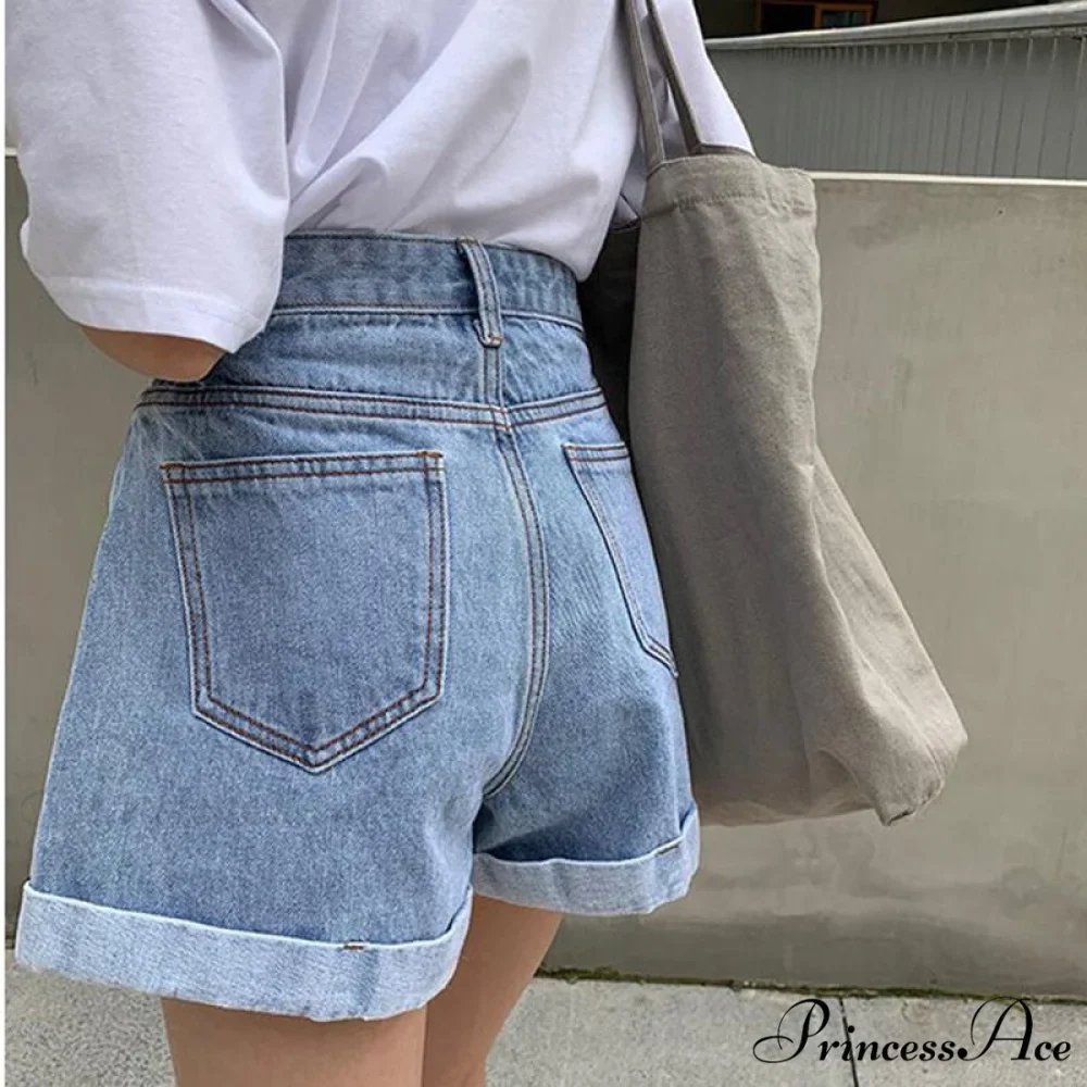 Brief Warm-Season Casual Waist Fashion Elastic Leg Women High Jeans Shorts Waist Denim Wide Loose Size Plus Female - Image 2