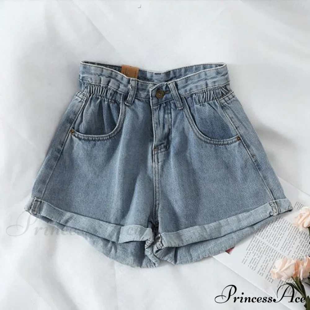 Brief Warm-Season Casual Waist Fashion Elastic Leg Women High Jeans Shorts Waist Denim Wide Loose Size Plus Female - Image 4