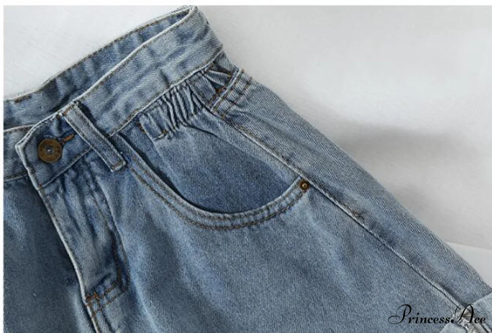 Brief Warm-Season Casual Waist Fashion Elastic Leg Women High Jeans Shorts Waist Denim Wide Loose Size Plus Female - Image 7