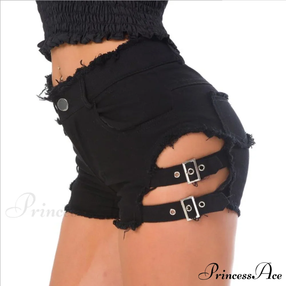 Low Denim Bandage Brief Hole Club Jeans Skinny DJ Blue Women Dance Waist Ripped Mini Shorts White Black - Image 10