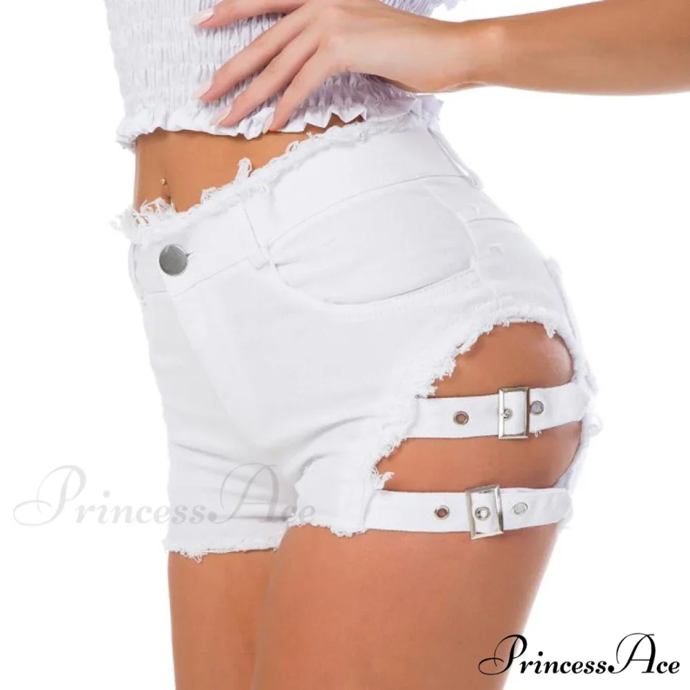 Low Denim Bandage Brief Hole Club Jeans Skinny DJ Blue Women Dance Waist Ripped Mini Shorts White Black - Image 11