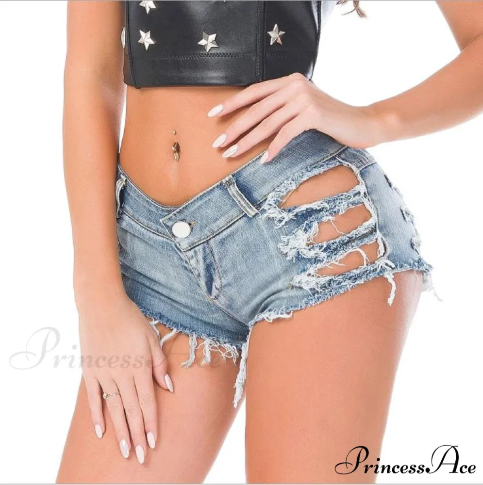 Low Denim Bandage Brief Hole Club Jeans Skinny DJ Blue Women Dance Waist Ripped Mini Shorts White Black - Image 7