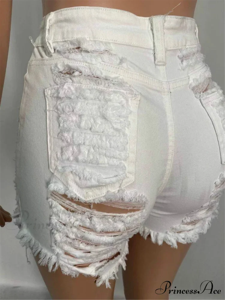 for Warm-Season Waist High Denim Hole Pants Out Ripped Hollow Shorts Women - Image 10