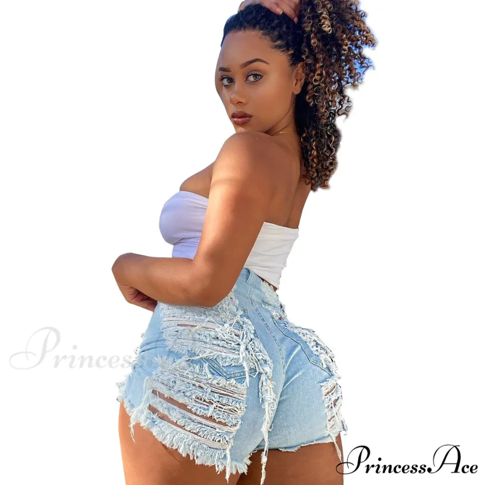 for Warm-Season Waist High Denim Hole Pants Out Ripped Hollow Shorts Women - Image 5