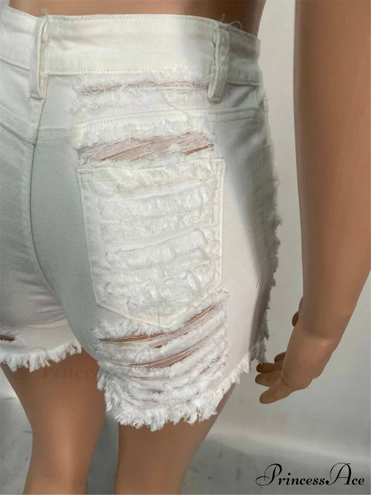 for Warm-Season Waist High Denim Hole Pants Out Ripped Hollow Shorts Women - Image 8