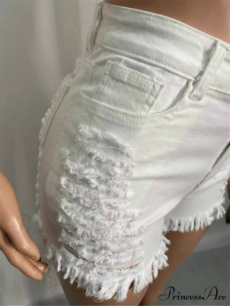 for Warm-Season Waist High Denim Hole Pants Out Ripped Hollow Shorts Women - Image 9